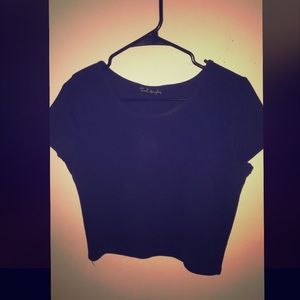 Blue textured crop top